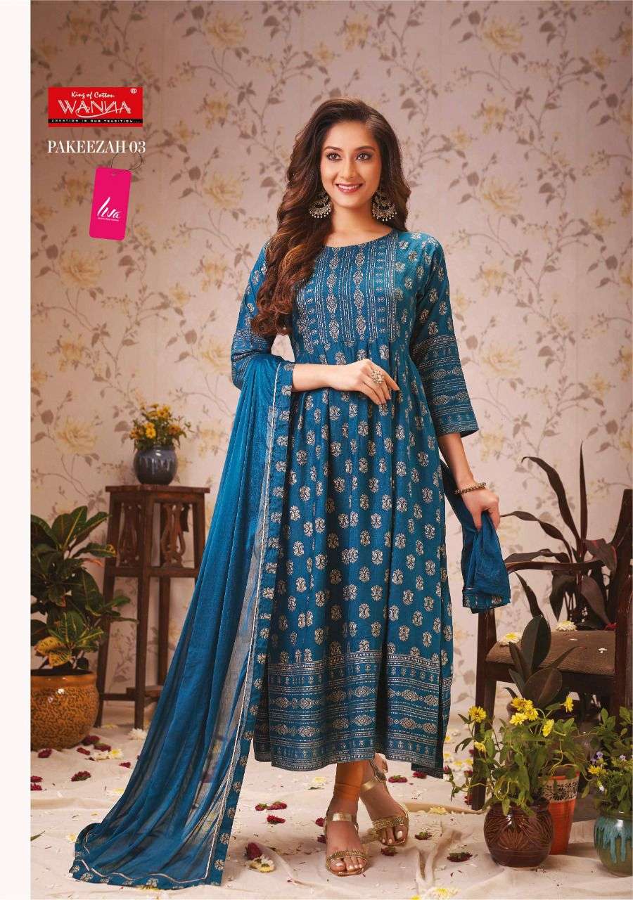 PAKEEZAH BY WANNA 01 TO 07 SERIES BEAUTIFUL STYLISH FANCY COLORFUL CASUAL WEAR & ETHNIC WEAR RAYON SLUB GOWNS WITH DUPATTA AT WHOLESALE PRICE
