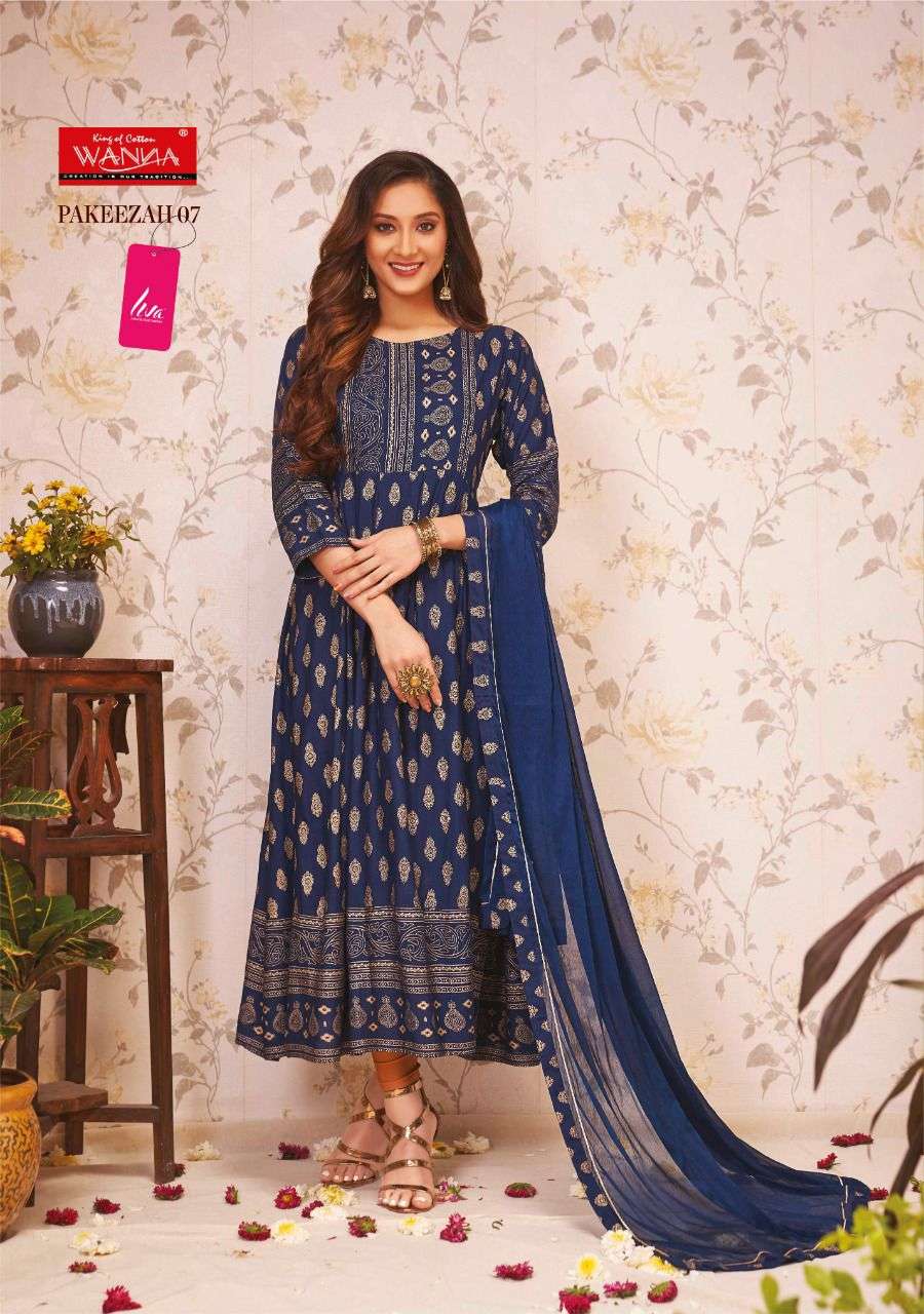 PAKEEZAH BY WANNA 01 TO 07 SERIES BEAUTIFUL STYLISH FANCY COLORFUL CASUAL WEAR & ETHNIC WEAR RAYON SLUB GOWNS WITH DUPATTA AT WHOLESALE PRICE