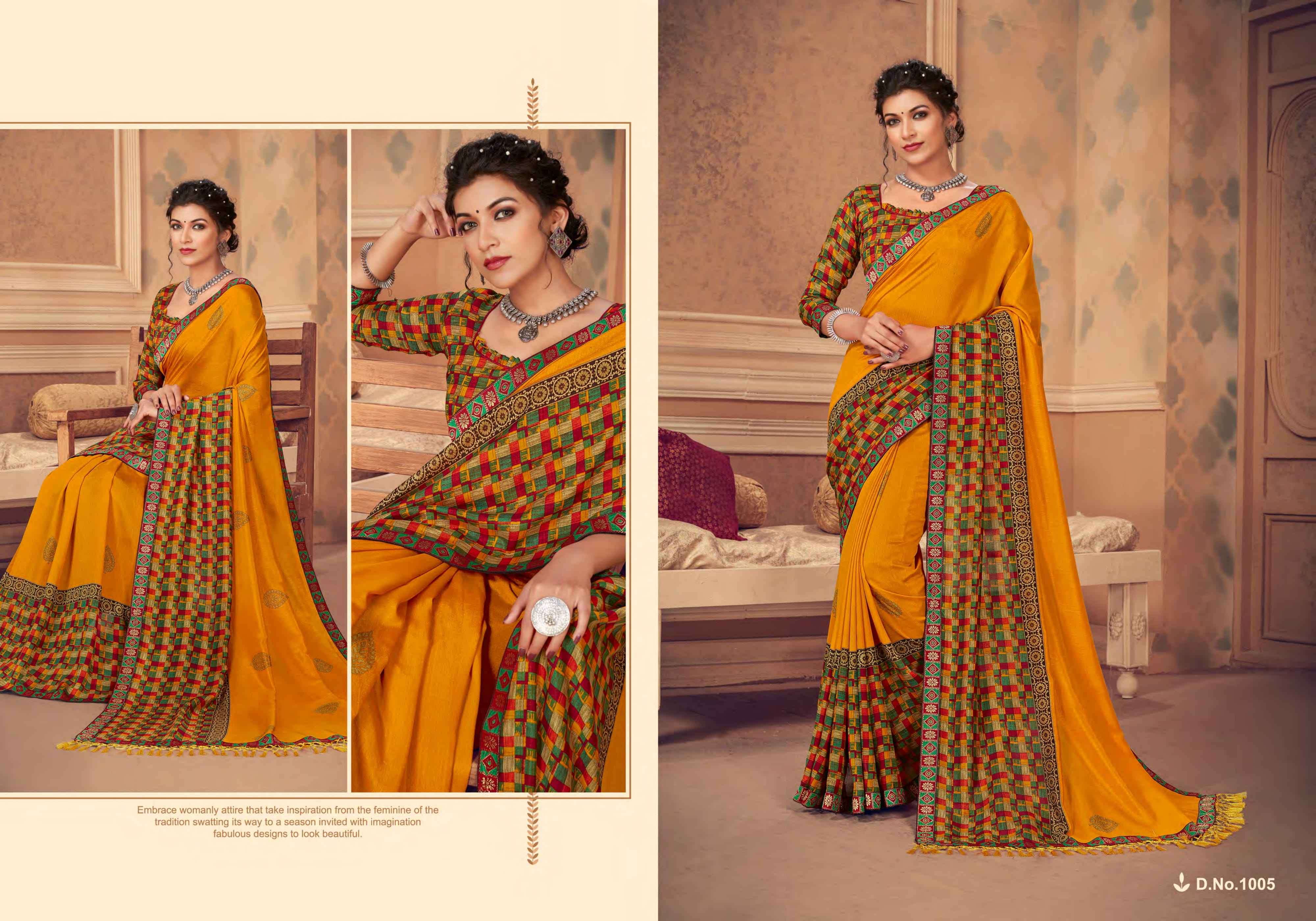 MONACO BY SHRAVYA FASHION 1001 TO 1008 SERIES INDIAN TRADITIONAL WEAR COLLECTION BEAUTIFUL STYLISH FANCY COLORFUL PARTY WEAR & OCCASIONAL WEAR VICHITRA SILK SAREES AT WHOLESALE PRICE