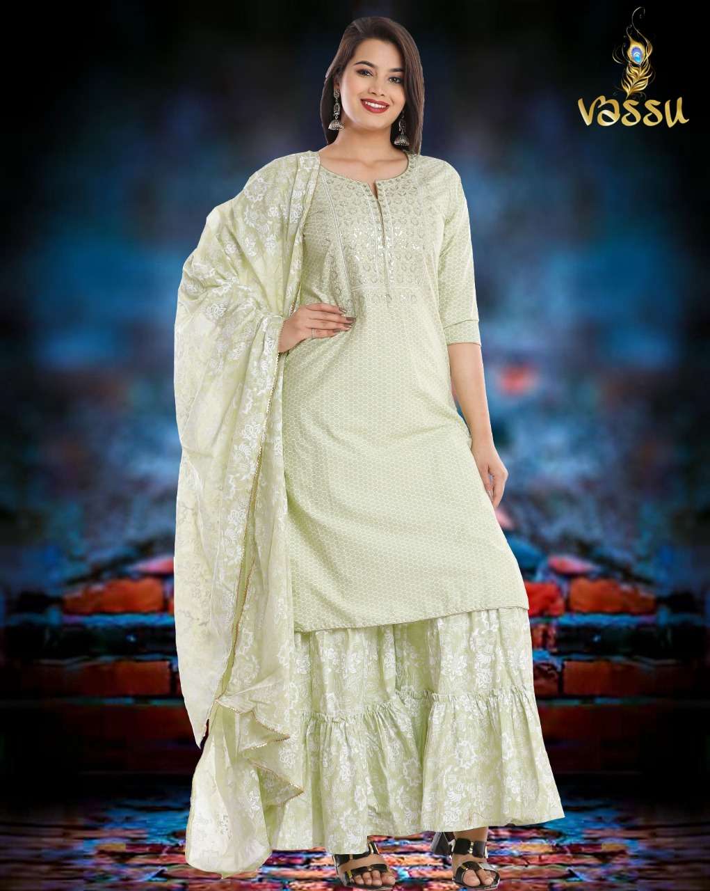 WEDDING BY VASSU 101 TO 104 SERIES BEAUTIFUL SUITS COLORFUL STYLISH FANCY CASUAL WEAR & ETHNIC WEAR PURE COTTON DRESSES AT WHOLESALE PRICE
