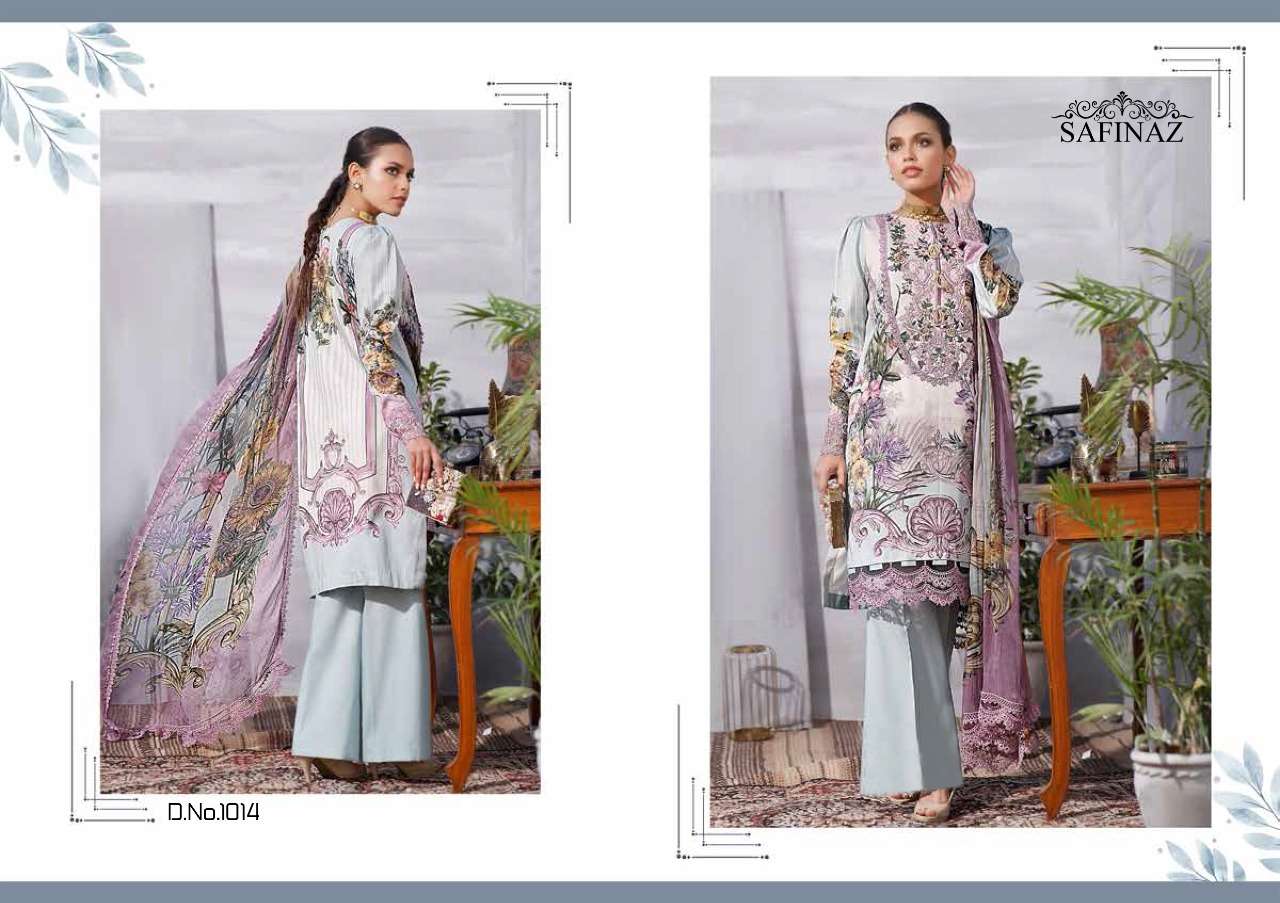 FIRDOUS VOL-5 BY SAFINAZ 1013 TO 1016 SERIES BEAUTIFUL PAKISTANI SUITS STYLISH FANCY COLORFUL PARTY WEAR & OCCASIONAL WEAR PURE CAMBRIC COTTON PRINT WITH EMBROIDERY DRESSES AT WHOLESALE PRICE