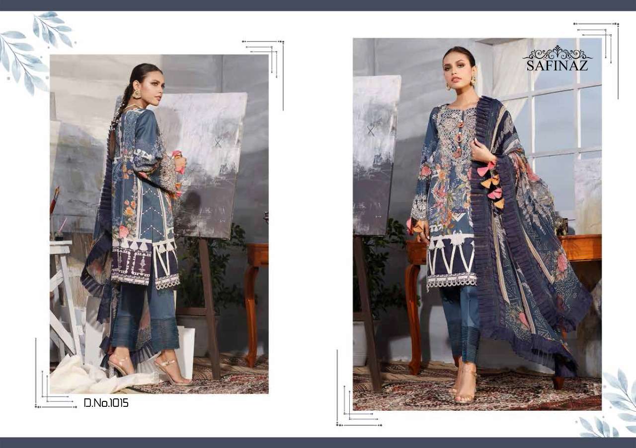 FIRDOUS VOL-5 BY SAFINAZ 1013 TO 1016 SERIES BEAUTIFUL PAKISTANI SUITS STYLISH FANCY COLORFUL PARTY WEAR & OCCASIONAL WEAR PURE CAMBRIC COTTON PRINT WITH EMBROIDERY DRESSES AT WHOLESALE PRICE