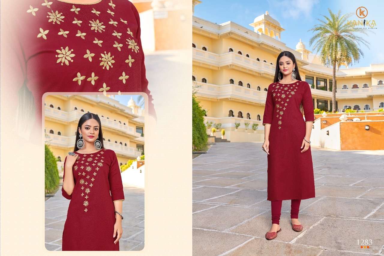 ADITI VOL-11 BY KANIKA 1283 TO 1292 SERIES DESIGNER STYLISH FANCY COLORFUL BEAUTIFUL PARTY WEAR & ETHNIC WEAR COLLECTION RUBY SILK EMBROIDERED KURTIS AT WHOLESALE PRICE