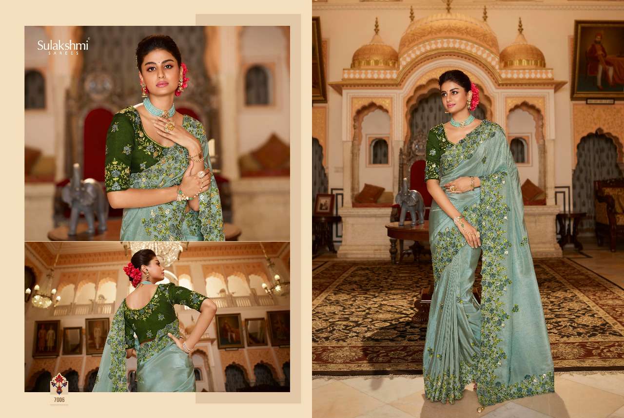 RIVAZ BY SULAKSHMI 7001 TO 7012 SERIES INDIAN TRADITIONAL WEAR COLLECTION BEAUTIFUL STYLISH FANCY COLORFUL PARTY WEAR & OCCASIONAL WEAR FANCY SAREES AT WHOLESALE PRICE