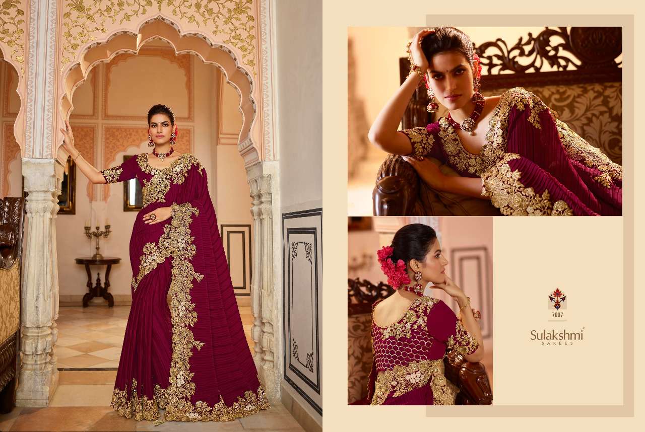 RIVAZ BY SULAKSHMI 7001 TO 7012 SERIES INDIAN TRADITIONAL WEAR COLLECTION BEAUTIFUL STYLISH FANCY COLORFUL PARTY WEAR & OCCASIONAL WEAR FANCY SAREES AT WHOLESALE PRICE