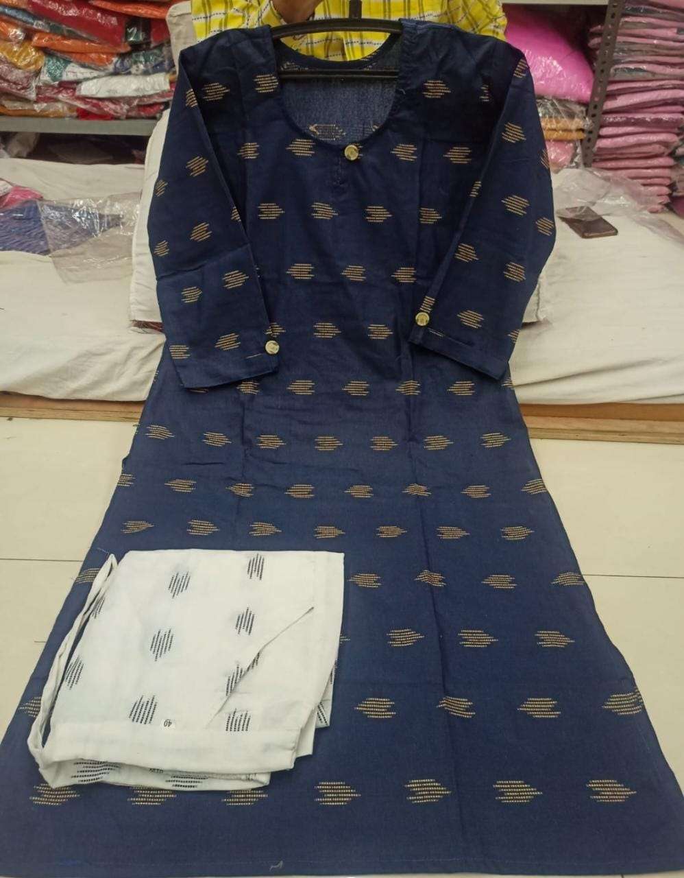 VD-401-113 BY KAAMIRI 01 TO 04 SERIES STYLISH FANCY BEAUTIFUL COLORFUL CASUAL WEAR & ETHNIC WEAR COTTON KHADI KURTIS WITH BOTTOM AT WHOLESALE PRICE