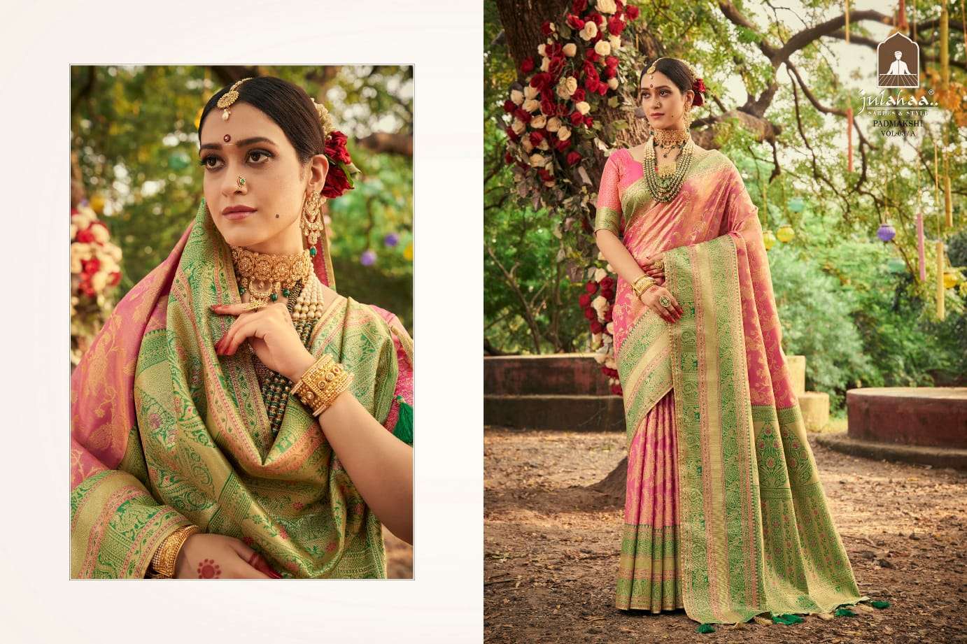 PADMAKSHI VOL-3 BY JULAHAA A TO E SERIES INDIAN TRADITIONAL WEAR COLLECTION BEAUTIFUL STYLISH FANCY COLORFUL PARTY WEAR & OCCASIONAL WEAR SILK SAREES AT WHOLESALE PRICE