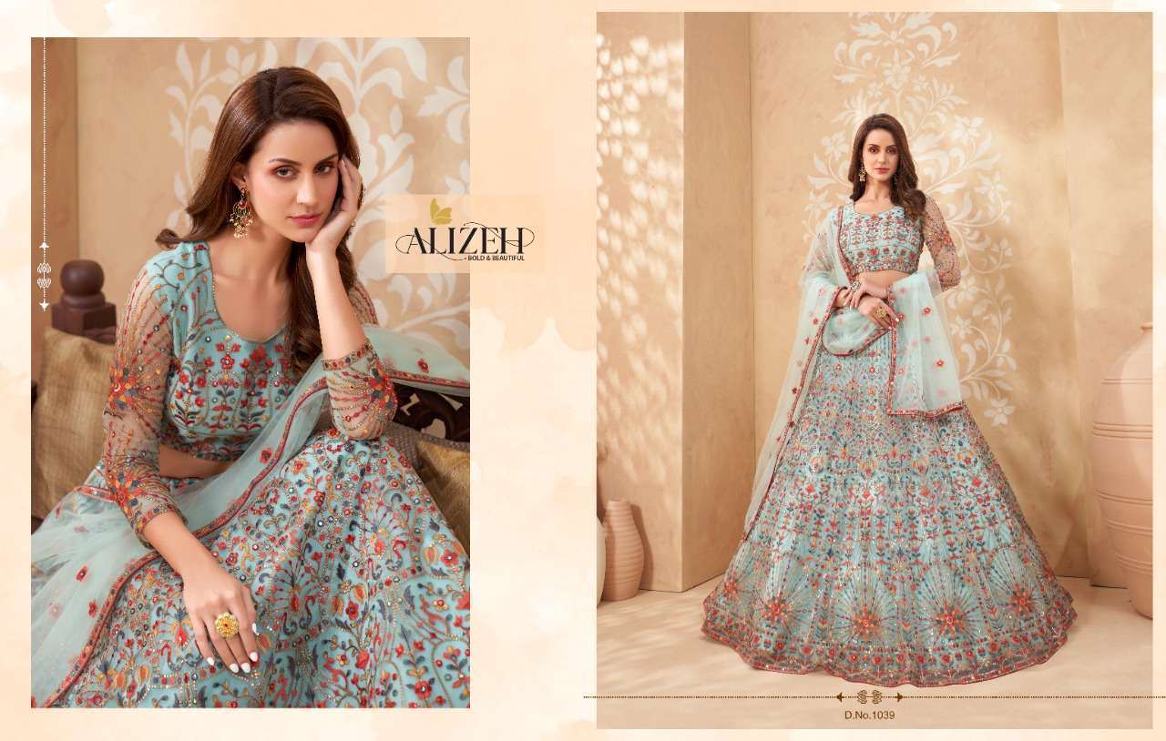 SPARKLE VOL-2 BY ALIZEH 1039 TO 1046 SERIES DESIGNER BEAUTIFUL NAVRATRI COLLECTION OCCASIONAL WEAR & PARTY WEAR NET/SILK LEHENGAS AT WHOLESALE PRICE