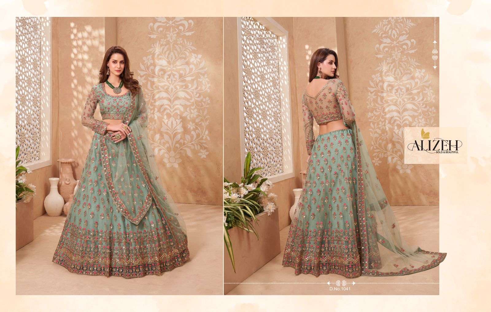 SPARKLE VOL-2 BY ALIZEH 1039 TO 1046 SERIES DESIGNER BEAUTIFUL NAVRATRI COLLECTION OCCASIONAL WEAR & PARTY WEAR NET/SILK LEHENGAS AT WHOLESALE PRICE