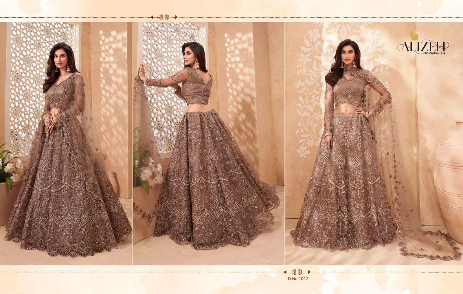 SPARKLE VOL-2 BY ALIZEH 1039 TO 1046 SERIES DESIGNER BEAUTIFUL NAVRATRI COLLECTION OCCASIONAL WEAR & PARTY WEAR NET/SILK LEHENGAS AT WHOLESALE PRICE