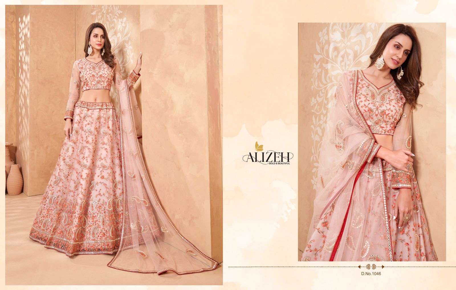 SPARKLE VOL-2 BY ALIZEH 1039 TO 1046 SERIES DESIGNER BEAUTIFUL NAVRATRI COLLECTION OCCASIONAL WEAR & PARTY WEAR NET/SILK LEHENGAS AT WHOLESALE PRICE