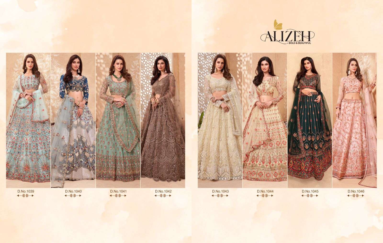 SPARKLE VOL-2 BY ALIZEH 1039 TO 1046 SERIES DESIGNER BEAUTIFUL NAVRATRI COLLECTION OCCASIONAL WEAR & PARTY WEAR NET/SILK LEHENGAS AT WHOLESALE PRICE