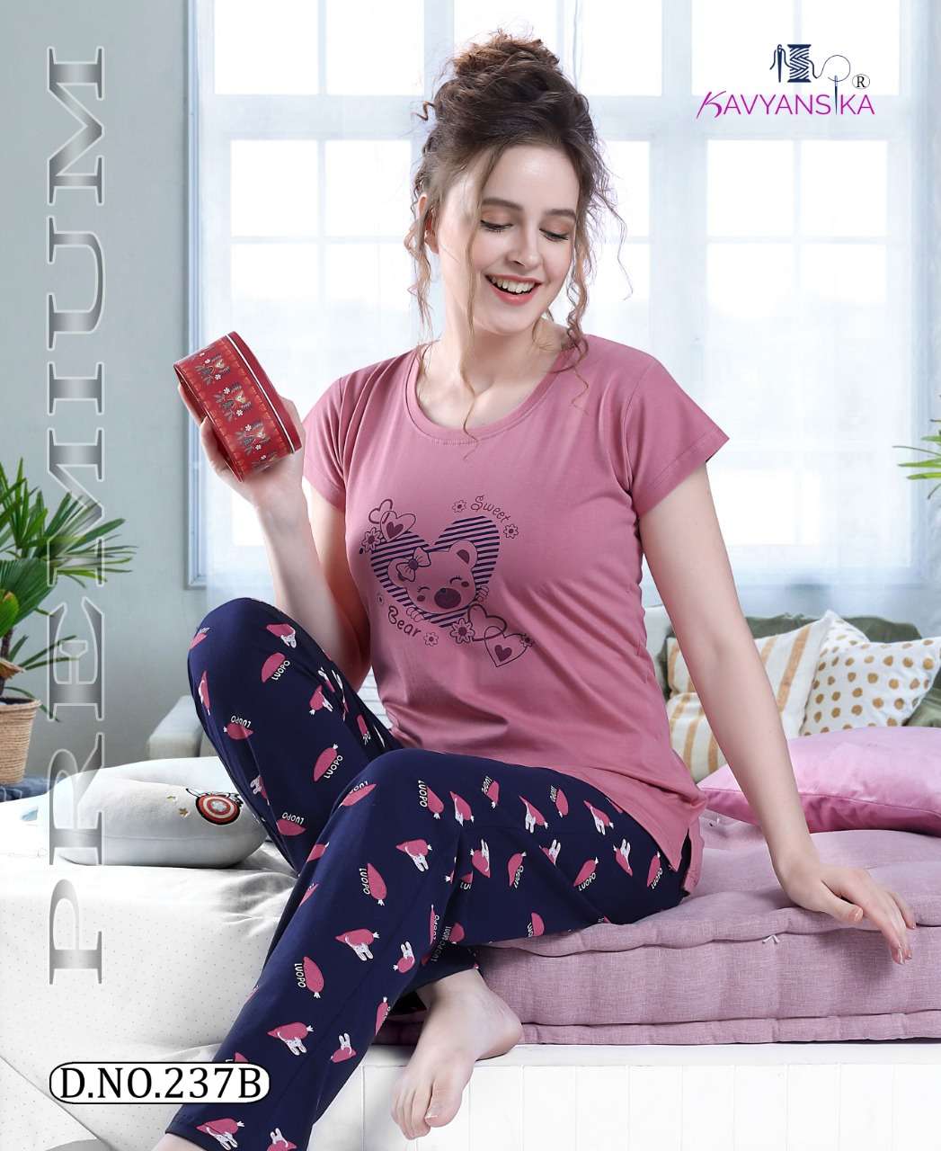 FULL PYJAMA VOL-237 BY KAVYANSHIKA 237-A TO 237-F BEAUTIFUL STYLISH FANCY COLORFUL CASUAL WEAR & ETHNIC WEAR COTTON HOSIERY NIGHT SUITS AT WHOLESALE PRICE