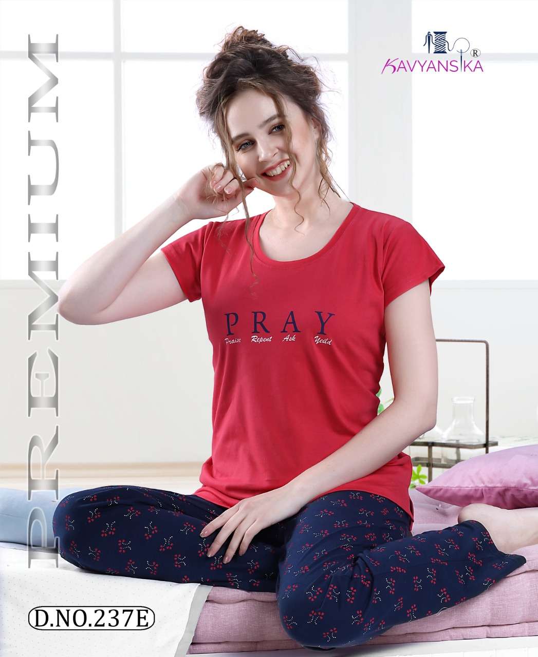 FULL PYJAMA VOL-237 BY KAVYANSHIKA 237-A TO 237-F BEAUTIFUL STYLISH FANCY COLORFUL CASUAL WEAR & ETHNIC WEAR COTTON HOSIERY NIGHT SUITS AT WHOLESALE PRICE