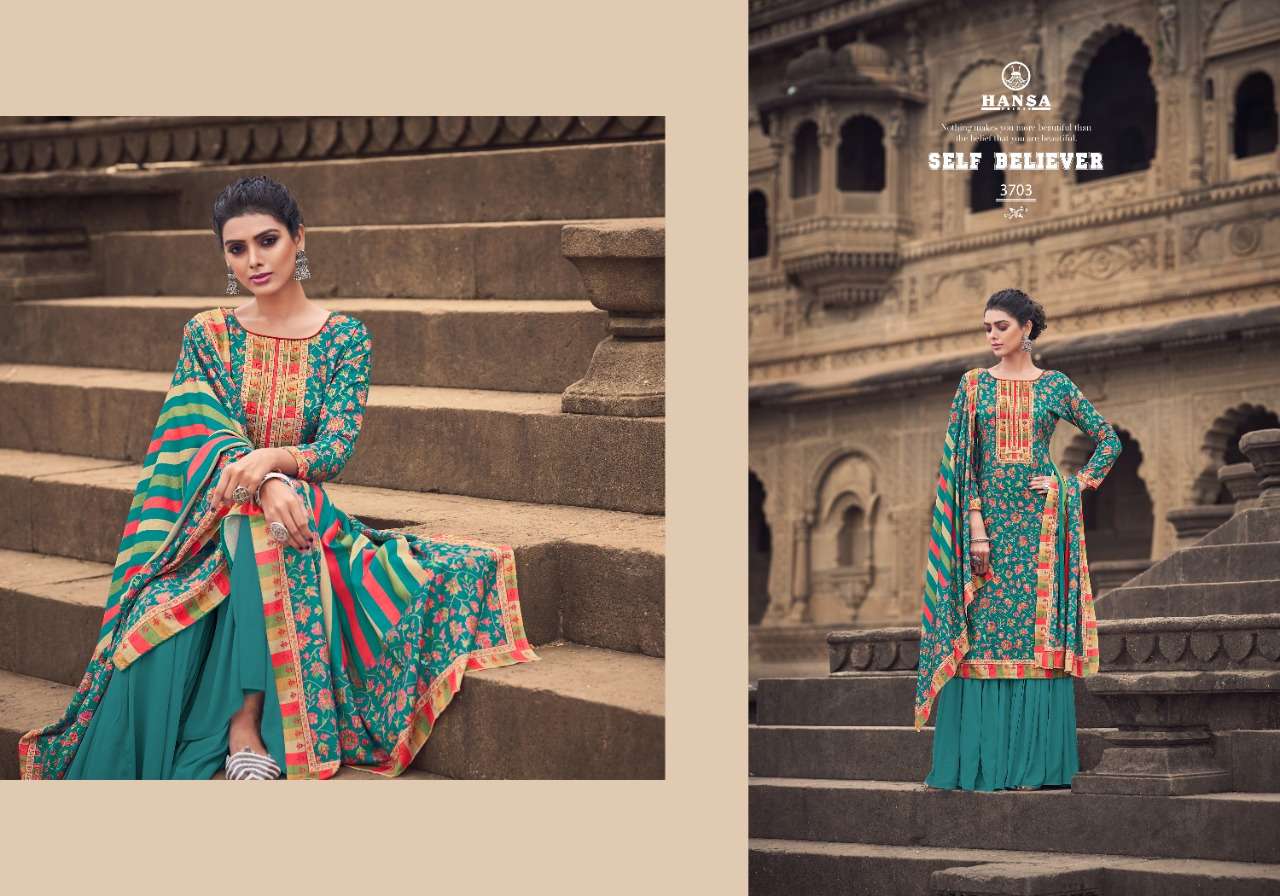 Hidaya Raanjna By Hansa Print 3701 To 3706 Series Beautiful Suits Colorful Stylish Fancy Casual Wear & Ethnic Wear Pashmina Digital Print With Work Dresses At Wholesale Price
