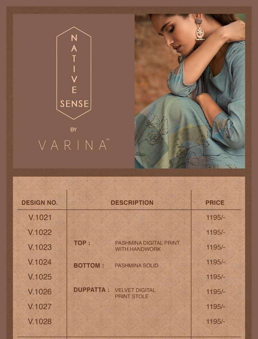 NATIVE SENSE BY VARINA 1021 TO 1028 SERIES BEAUTIFUL SUITS COLORFUL STYLISH FANCY CASUAL WEAR & ETHNIC WEAR PASHMINA DIGITAL PRINT DRESSES AT WHOLESALE PRICE