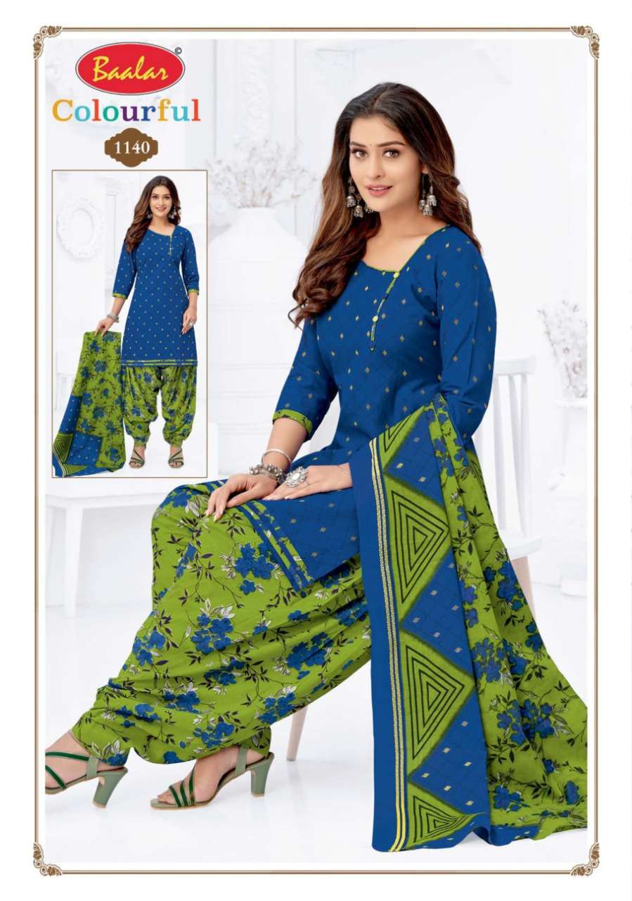 COLOURFUL VOL-11 BY BAALAR 1107 TO 1146 SERIES BEAUTIFUL STYLISH SUITS FANCY COLORFUL CASUAL WEAR & ETHNIC WEAR & READY TO WEAR PURE COTTON DRESSES AT WHOLESALE PRICE