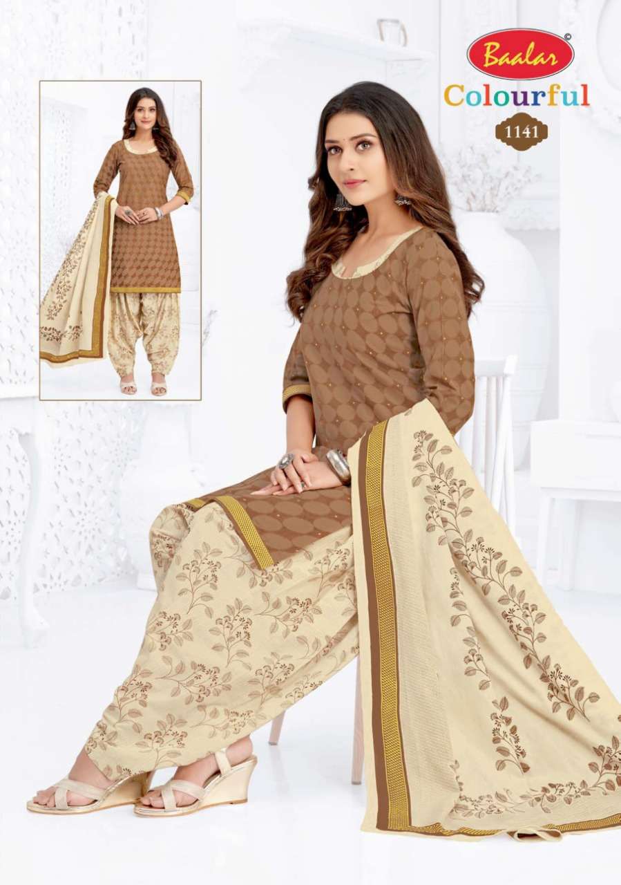COLOURFUL VOL-11 BY BAALAR 1107 TO 1146 SERIES BEAUTIFUL STYLISH SUITS FANCY COLORFUL CASUAL WEAR & ETHNIC WEAR & READY TO WEAR PURE COTTON DRESSES AT WHOLESALE PRICE