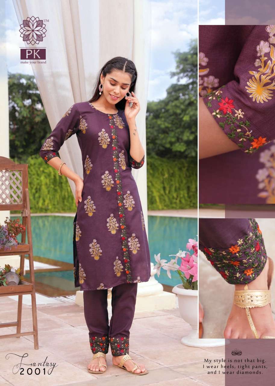FASHION FANTASY VOL-2 BY PK 2001 TO 2008 SERIES BEAUTIFUL STYLISH FANCY COLORFUL CASUAL WEAR & ETHNIC WEAR HEAVY COTTON PRINT WITH WORK KURTIS WITH BOTTOM AT WHOLESALE PRICE