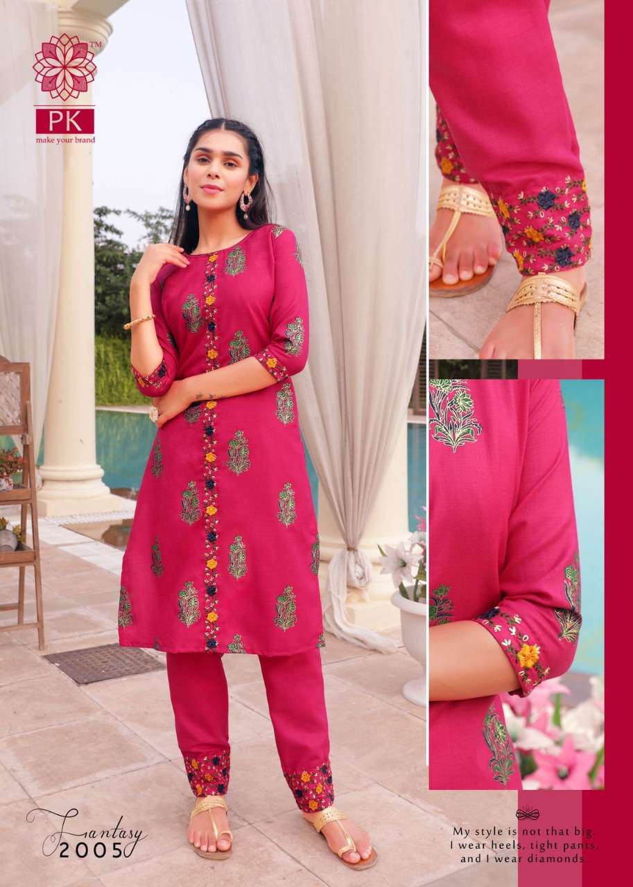 FASHION FANTASY VOL-2 BY PK 2001 TO 2008 SERIES BEAUTIFUL STYLISH FANCY COLORFUL CASUAL WEAR & ETHNIC WEAR HEAVY COTTON PRINT WITH WORK KURTIS WITH BOTTOM AT WHOLESALE PRICE