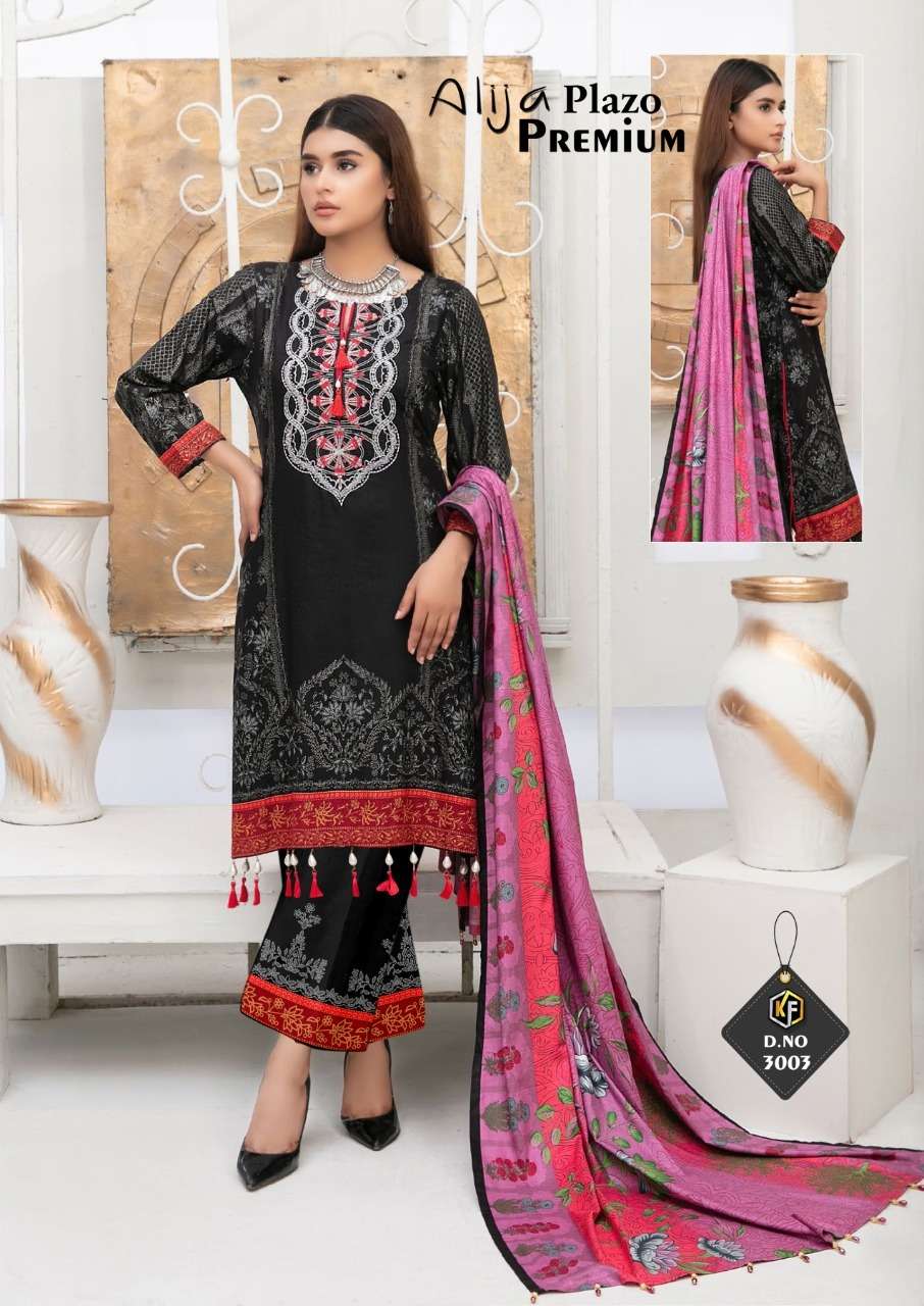 ALIJA PLAZO PREMIUM VOL-3 BY KEVAL FAB 3001 TO 3006 SERIES BEAUTIFUL SUITS COLORFUL STYLISH FANCY CASUAL WEAR & ETHNIC WEAR HEAVY COTTON PRINT DRESSES AT WHOLESALE PRICE