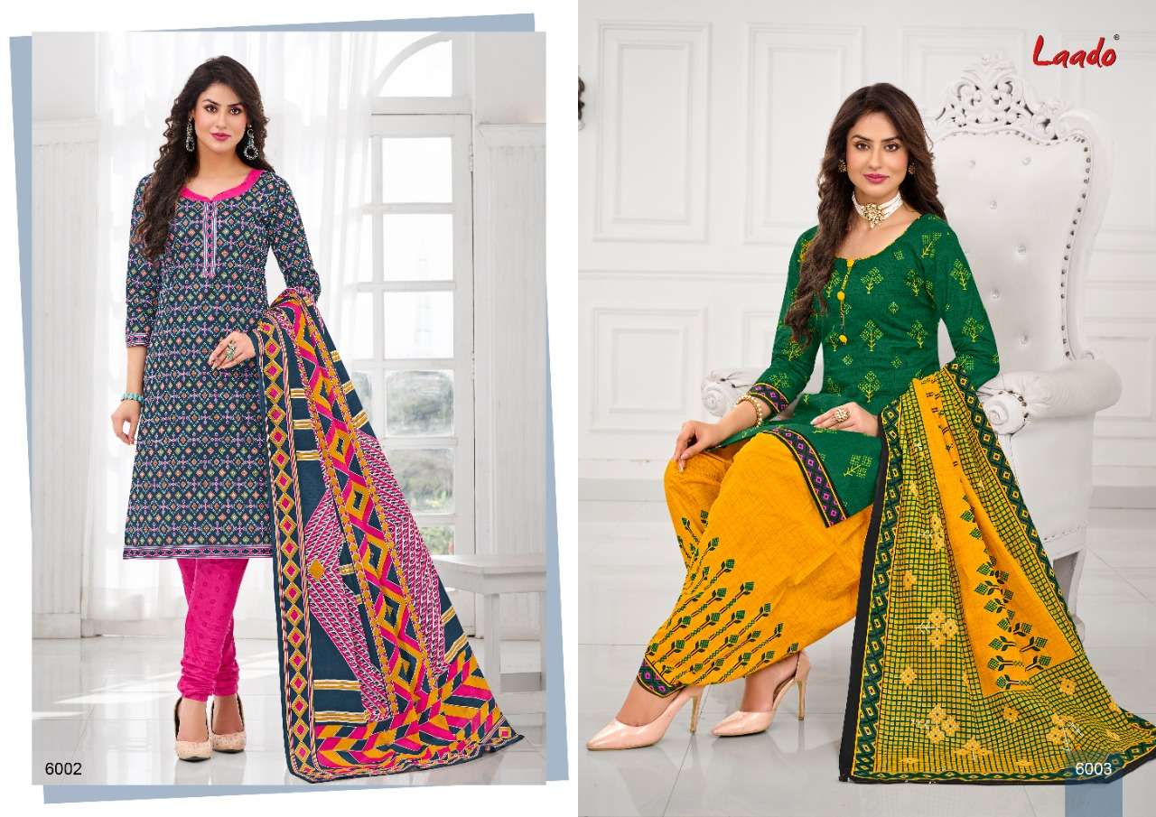 LAADO VOL-60 BY LAADO 6001 TO 6020 SERIES BEAUTIFUL SUITS STYLISH FANCY COLORFUL PARTY WEAR & OCCASIONAL WEAR PURE COTTON PRINTED DRESSES AT WHOLESALE PRICE