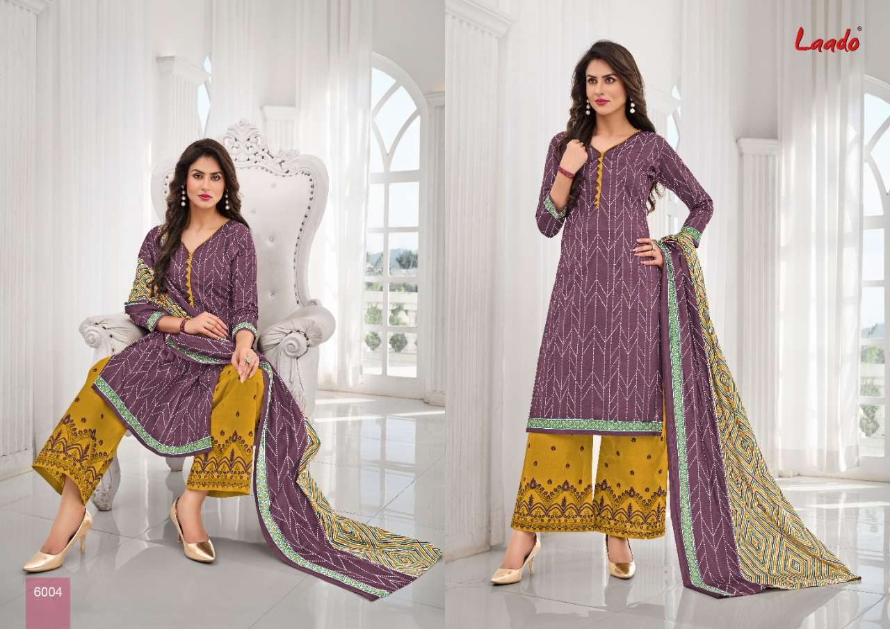 LAADO VOL-60 BY LAADO 6001 TO 6020 SERIES BEAUTIFUL SUITS STYLISH FANCY COLORFUL PARTY WEAR & OCCASIONAL WEAR PURE COTTON PRINTED DRESSES AT WHOLESALE PRICE