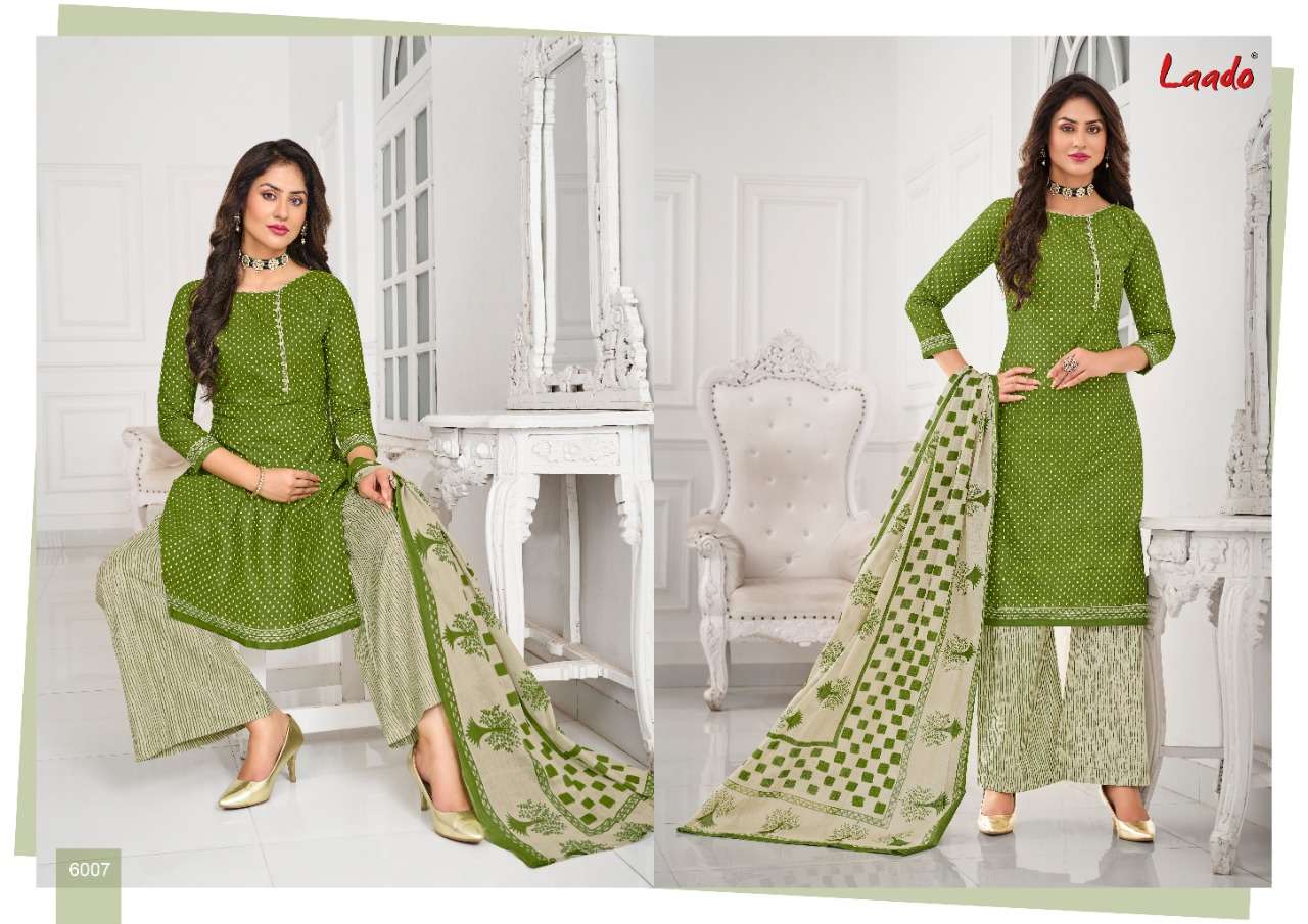 LAADO VOL-60 BY LAADO 6001 TO 6020 SERIES BEAUTIFUL SUITS STYLISH FANCY COLORFUL PARTY WEAR & OCCASIONAL WEAR PURE COTTON PRINTED DRESSES AT WHOLESALE PRICE