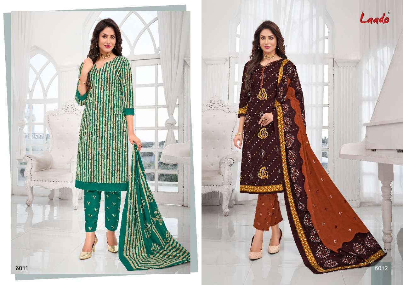LAADO VOL-60 BY LAADO 6001 TO 6020 SERIES BEAUTIFUL SUITS STYLISH FANCY COLORFUL PARTY WEAR & OCCASIONAL WEAR PURE COTTON PRINTED DRESSES AT WHOLESALE PRICE