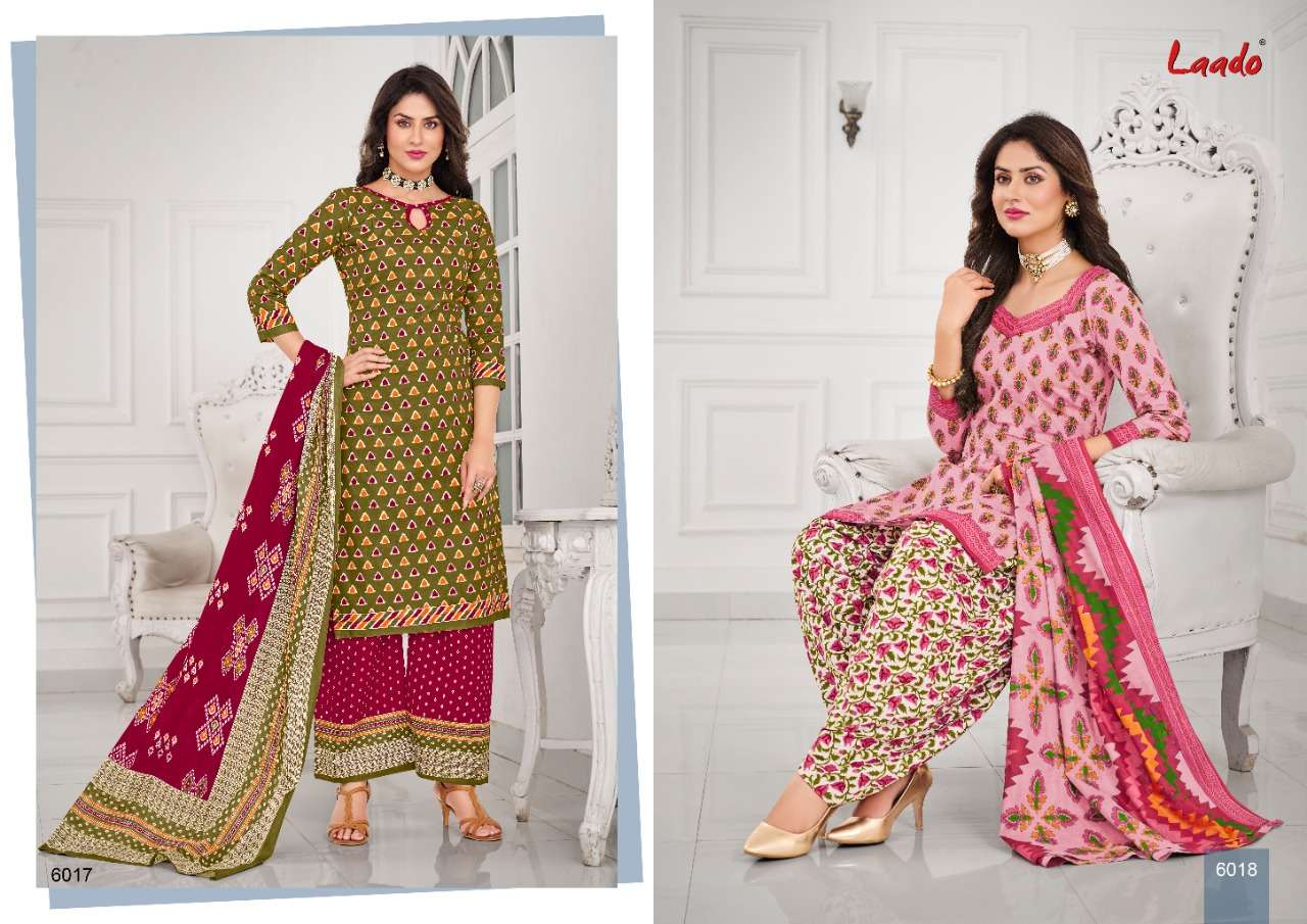 LAADO VOL-60 BY LAADO 6001 TO 6020 SERIES BEAUTIFUL SUITS STYLISH FANCY COLORFUL PARTY WEAR & OCCASIONAL WEAR PURE COTTON PRINTED DRESSES AT WHOLESALE PRICE