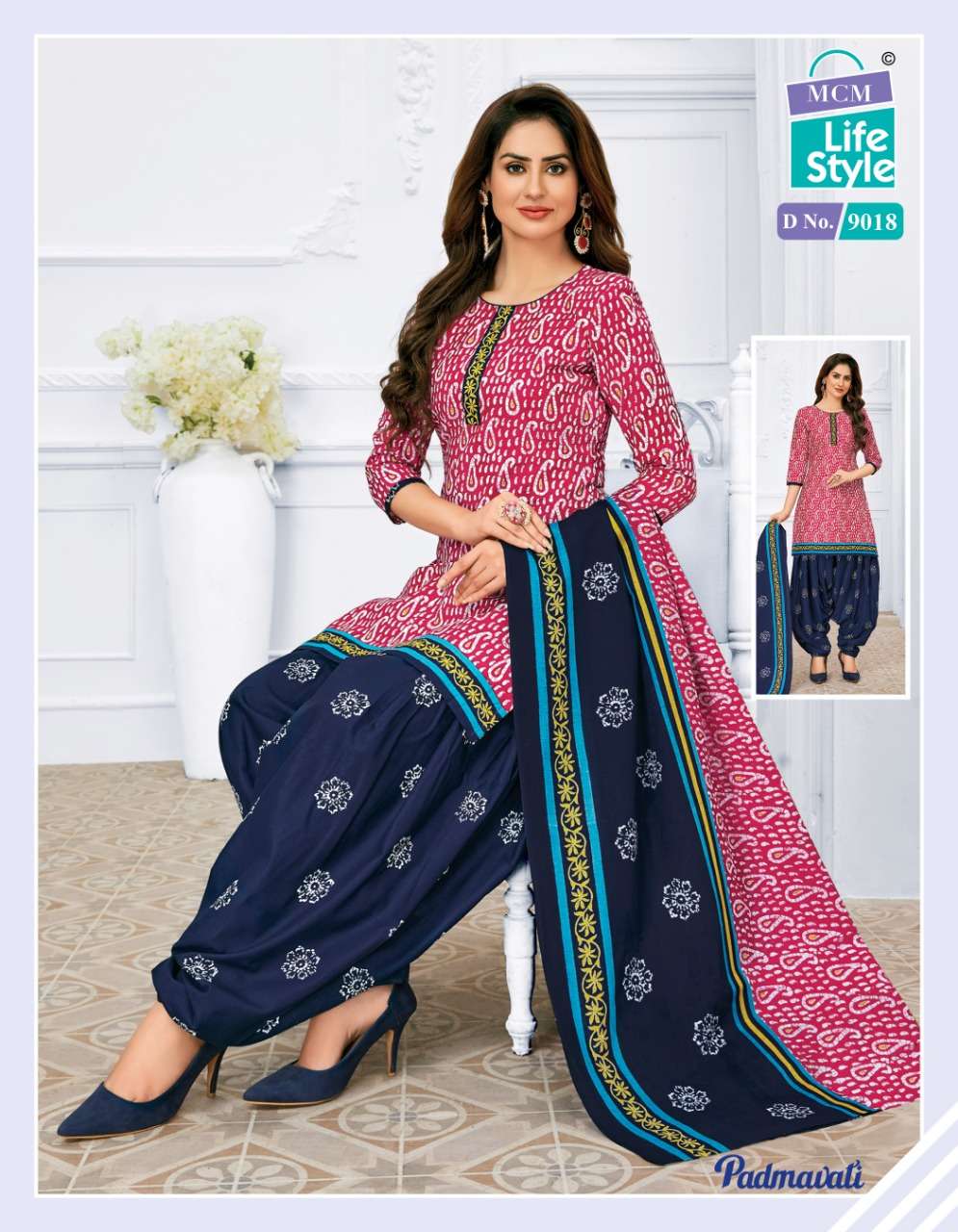 PADMAWATI VOL-2 BY MCM LIFESTYLE 9018 TO 9032 SERIES BEAUTIFUL SUITS COLORFUL STYLISH FANCY CASUAL WEAR & ETHNIC WEAR BANDHANI PRINT DRESSES AT WHOLESALE PRICE