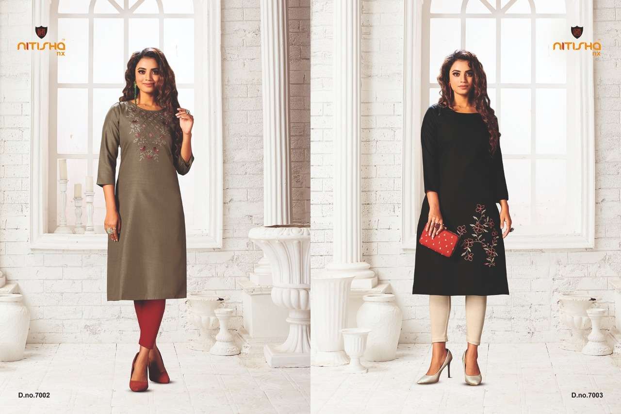 VIVA VOL-7 BY NITISHA NX 7001 TO 7010 SERIES DESIGNER STYLISH FANCY COLORFUL BEAUTIFUL PARTY WEAR & ETHNIC WEAR COLLECTION HEAVY SOFT COTTON EMBROIDERY KURTIS AT WHOLESALE PRICE