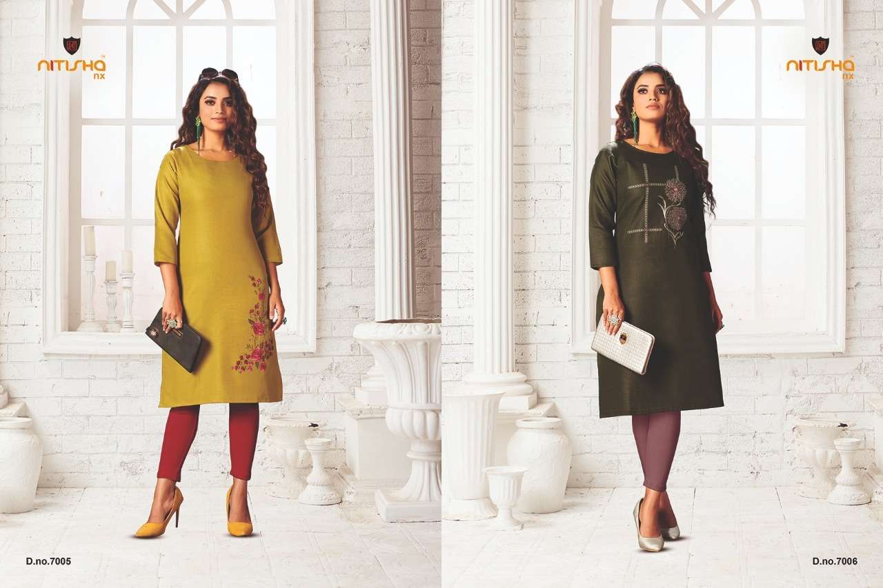 VIVA VOL-7 BY NITISHA NX 7001 TO 7010 SERIES DESIGNER STYLISH FANCY COLORFUL BEAUTIFUL PARTY WEAR & ETHNIC WEAR COLLECTION HEAVY SOFT COTTON EMBROIDERY KURTIS AT WHOLESALE PRICE