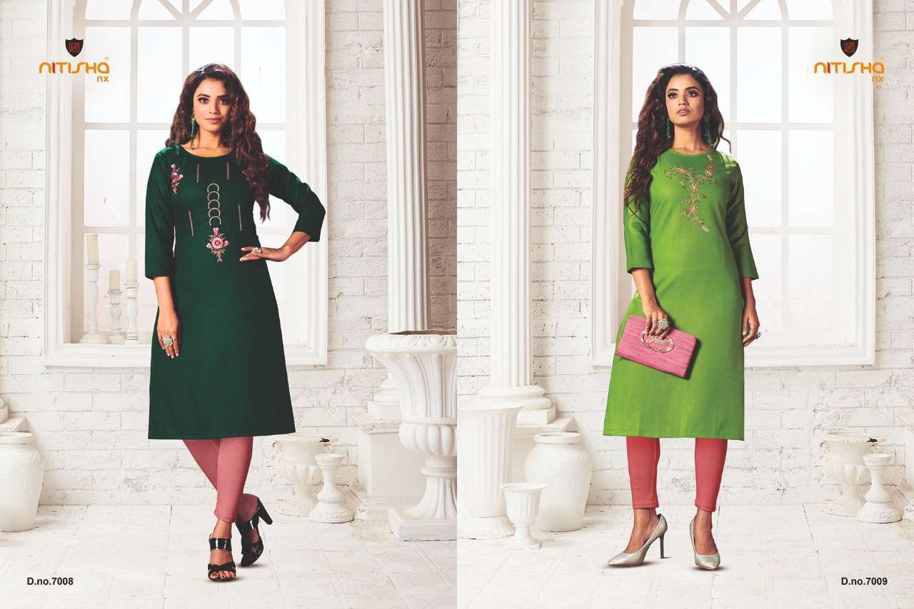 VIVA VOL-7 BY NITISHA NX 7001 TO 7010 SERIES DESIGNER STYLISH FANCY COLORFUL BEAUTIFUL PARTY WEAR & ETHNIC WEAR COLLECTION HEAVY SOFT COTTON EMBROIDERY KURTIS AT WHOLESALE PRICE
