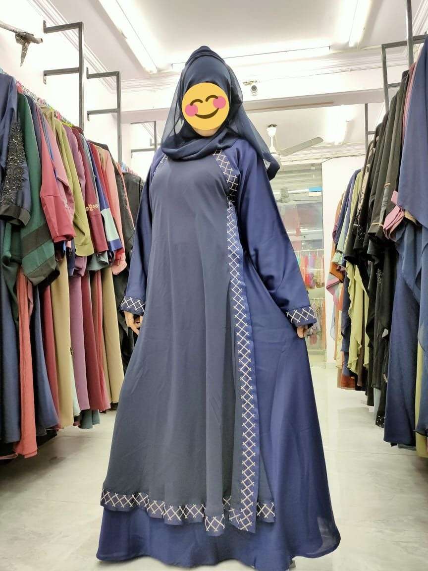 CRISS CROSS DOUBLE LAYER FLARED BY FASHID WHOLESALE 01 TO 05 SERIES BEAUTIFUL STYLISH FANCY COLORFUL CASUAL WEAR & ETHNIC WEAR FANCY BURQA AT WHOLESALE PRICE
