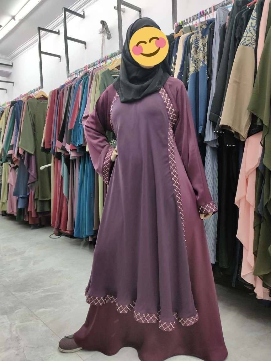 CRISS CROSS DOUBLE LAYER FLARED BY FASHID WHOLESALE 01 TO 05 SERIES BEAUTIFUL STYLISH FANCY COLORFUL CASUAL WEAR & ETHNIC WEAR FANCY BURQA AT WHOLESALE PRICE