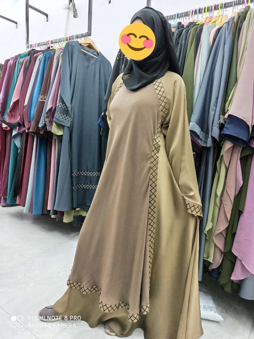 CRISS CROSS DOUBLE LAYER FLARED BY FASHID WHOLESALE 01 TO 05 SERIES BEAUTIFUL STYLISH FANCY COLORFUL CASUAL WEAR & ETHNIC WEAR FANCY BURQA AT WHOLESALE PRICE