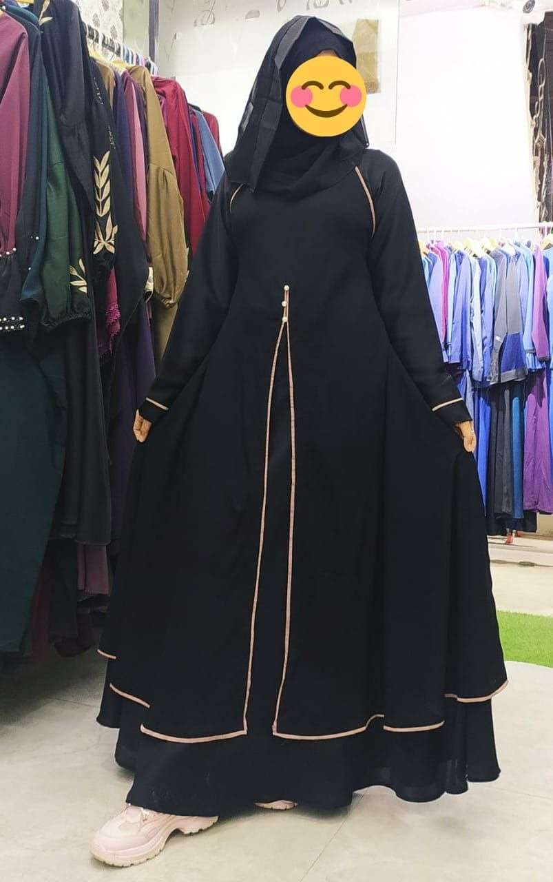 DOUBLE LAYER SLIT 3 BUTTON BY FASHID WHOLESALE 01 TO 10 SERIES BEAUTIFUL STYLISH FANCY COLORFUL CASUAL WEAR & ETHNIC WEAR FANCY BURQA AT WHOLESALE PRICE