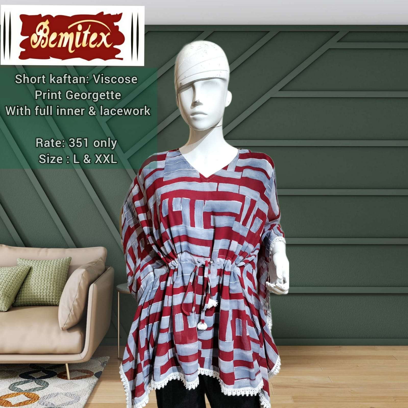 SHORT KAFTAAN BY BEMITEX 01 TO 04 SERIES BEAUTIFUL STYLISH FANCY COLORFUL CASUAL WEAR & ETHNIC WEAR VISCOSE GEORGETTE PRINT TOPS AT WHOLESALE PRICE