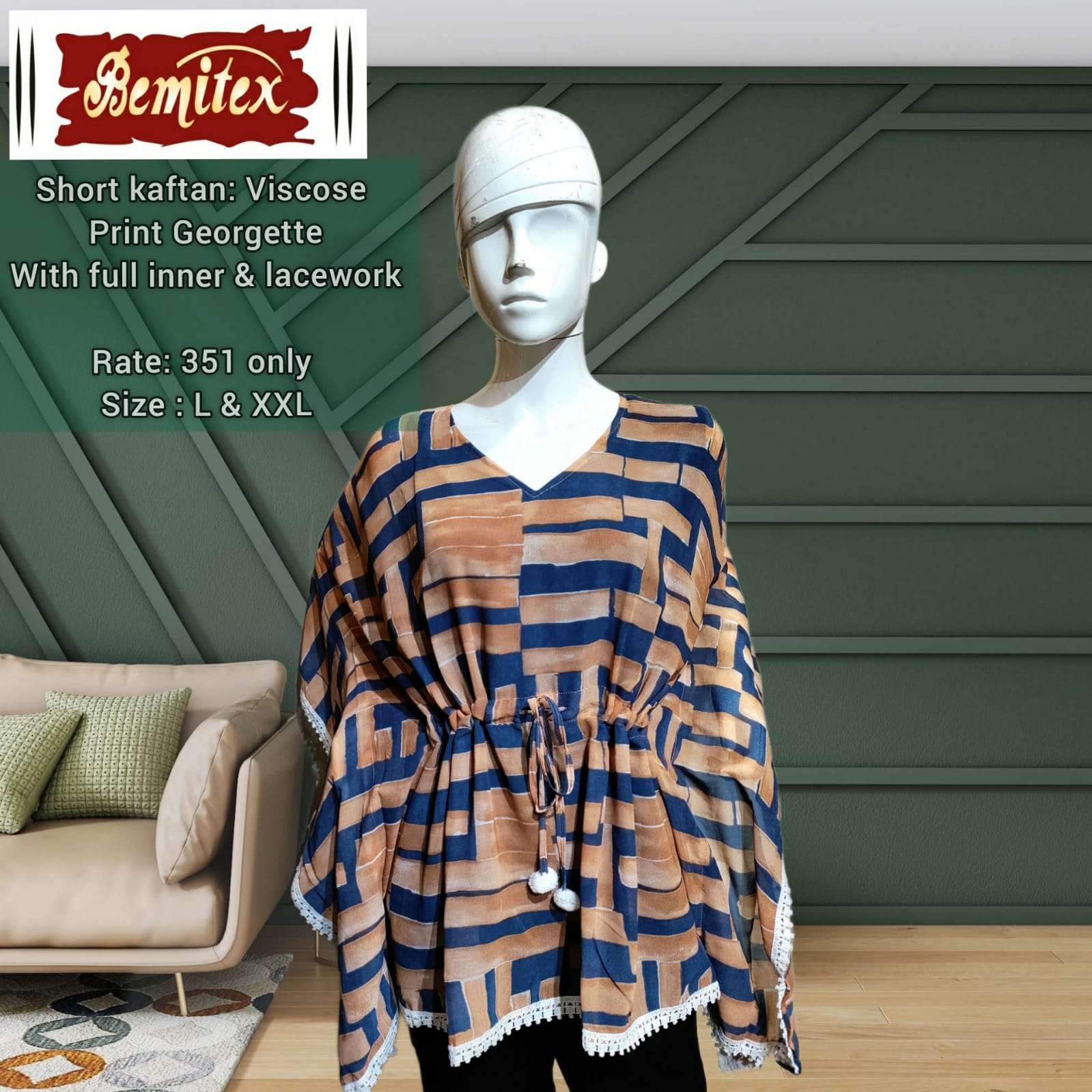 SHORT KAFTAAN BY BEMITEX 01 TO 04 SERIES BEAUTIFUL STYLISH FANCY COLORFUL CASUAL WEAR & ETHNIC WEAR VISCOSE GEORGETTE PRINT TOPS AT WHOLESALE PRICE