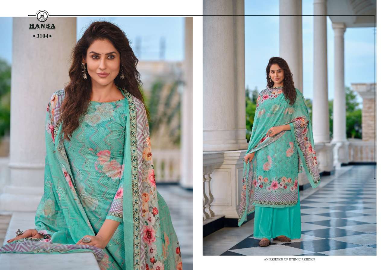 HIDAYA SUVARNA BY HANSA PRINT 3101 TO TO 3106 SERIES DESIGNER SUITS COLLECTION BEAUTIFUL STYLISH FANCY COLORFUL PARTY WEAR & ETHNIC WEAR COTTON DIGITAL PRINT DRESSES AT WHOLESALE PRICE