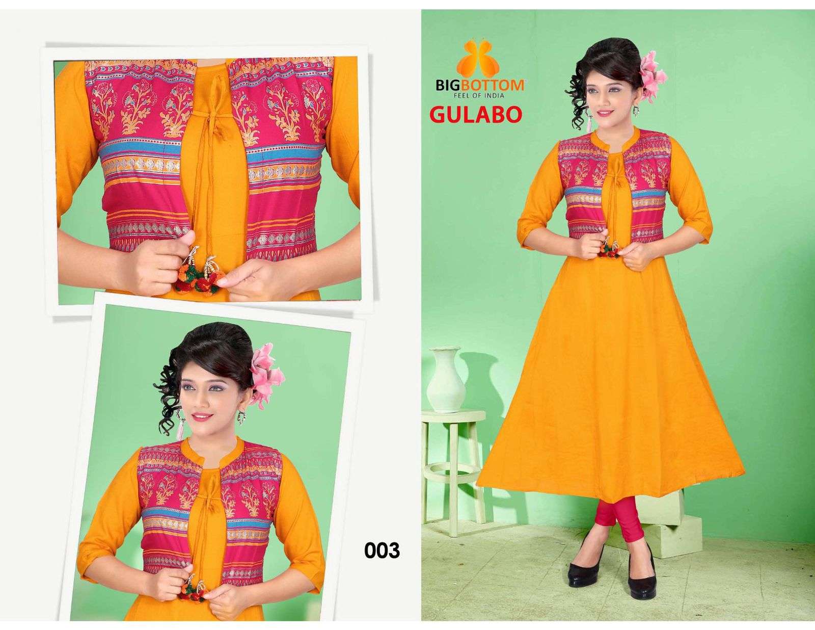 GULABO VOL-2 BY BIG BOTTOM 001 TO 004 SERIES DESIGNER STYLISH FANCY COLORFUL BEAUTIFUL PARTY WEAR & ETHNIC WEAR COLLECTION RAYON PRINT KURTIS AT WHOLESALE PRICE