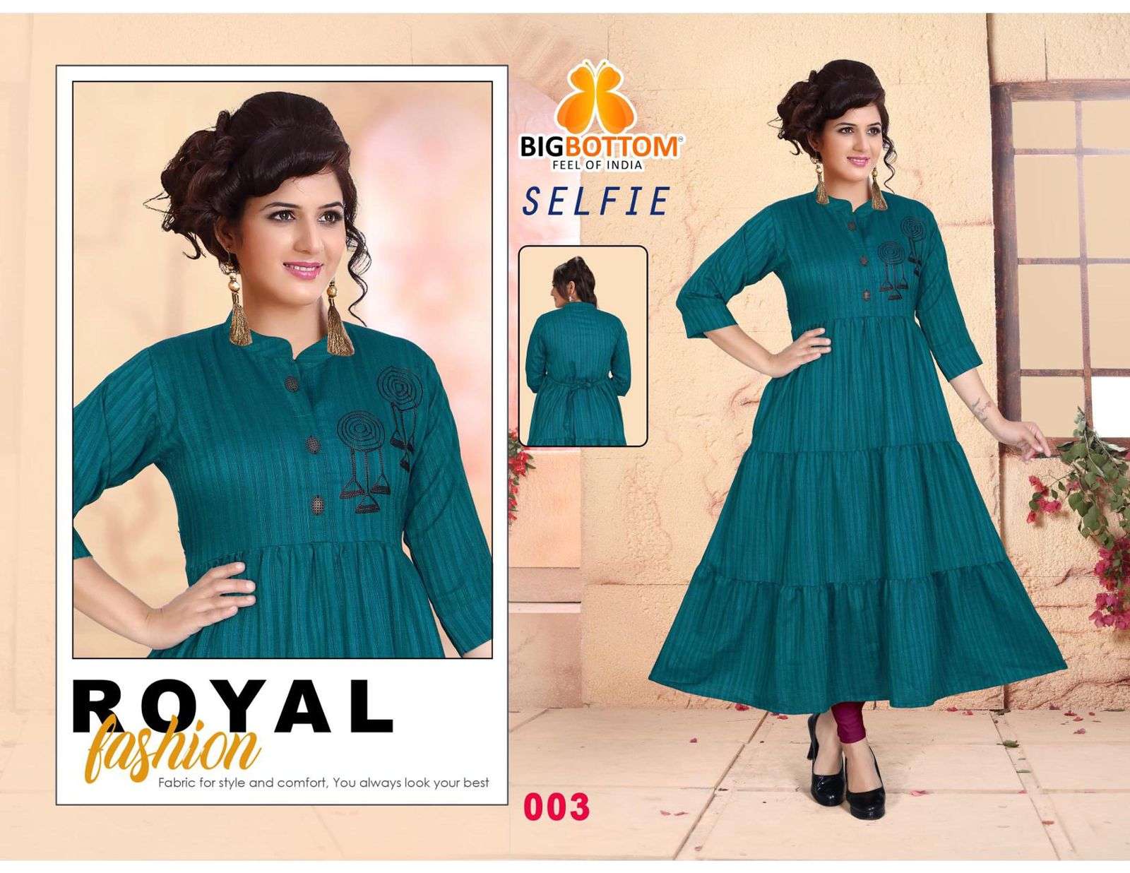 SELFIE BY BIG BOTTOM 001 TO 006 SERIES BEAUTIFUL STYLISH FANCY COLORFUL CASUAL WEAR & ETHNIC WEAR RAYON WITH WORK GOWNS AT WHOLESALE PRICE