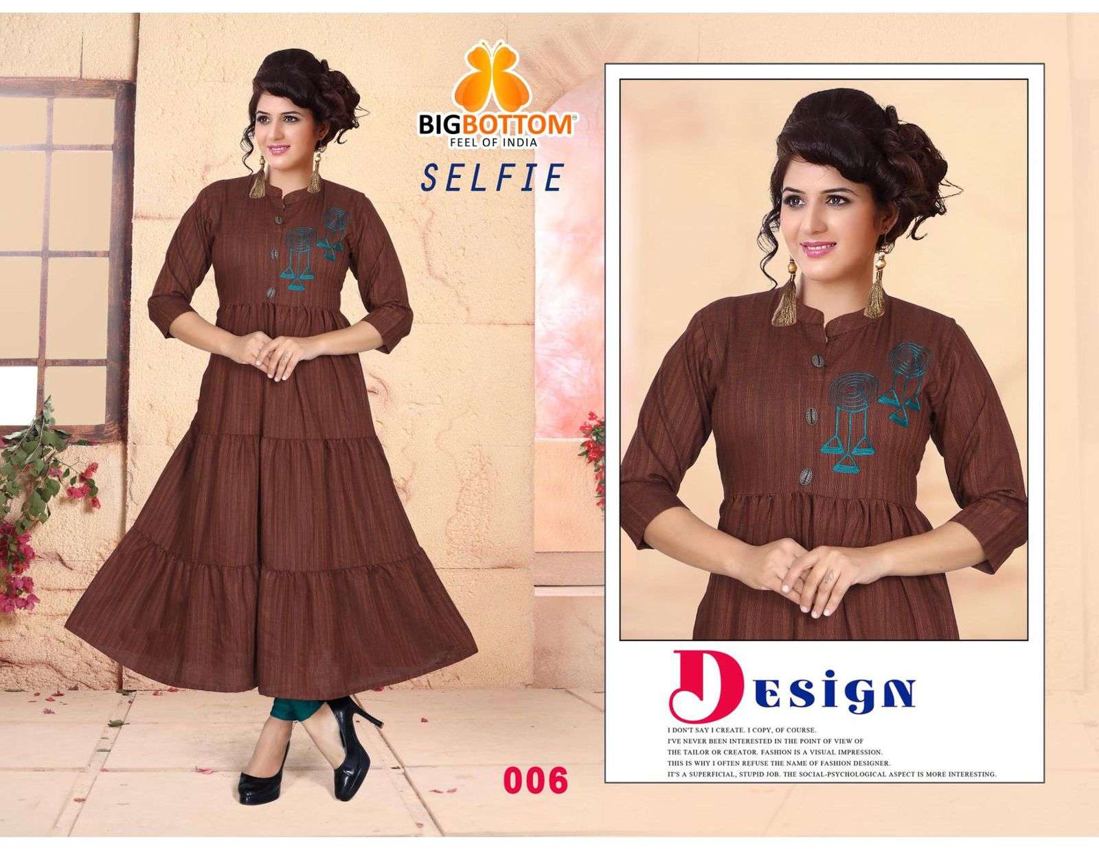 SELFIE BY BIG BOTTOM 001 TO 006 SERIES BEAUTIFUL STYLISH FANCY COLORFUL CASUAL WEAR & ETHNIC WEAR RAYON WITH WORK GOWNS AT WHOLESALE PRICE