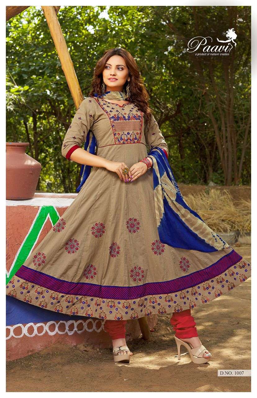 PANNA VOL-17 BY PAAVI 1001 TO 1008 SERIES BEAUTIFUL SUITS COLORFUL STYLISH FANCY CASUAL WEAR & ETHNIC WEAR CAMBRIC COTTON DRESSES AT WHOLESALE PRICE