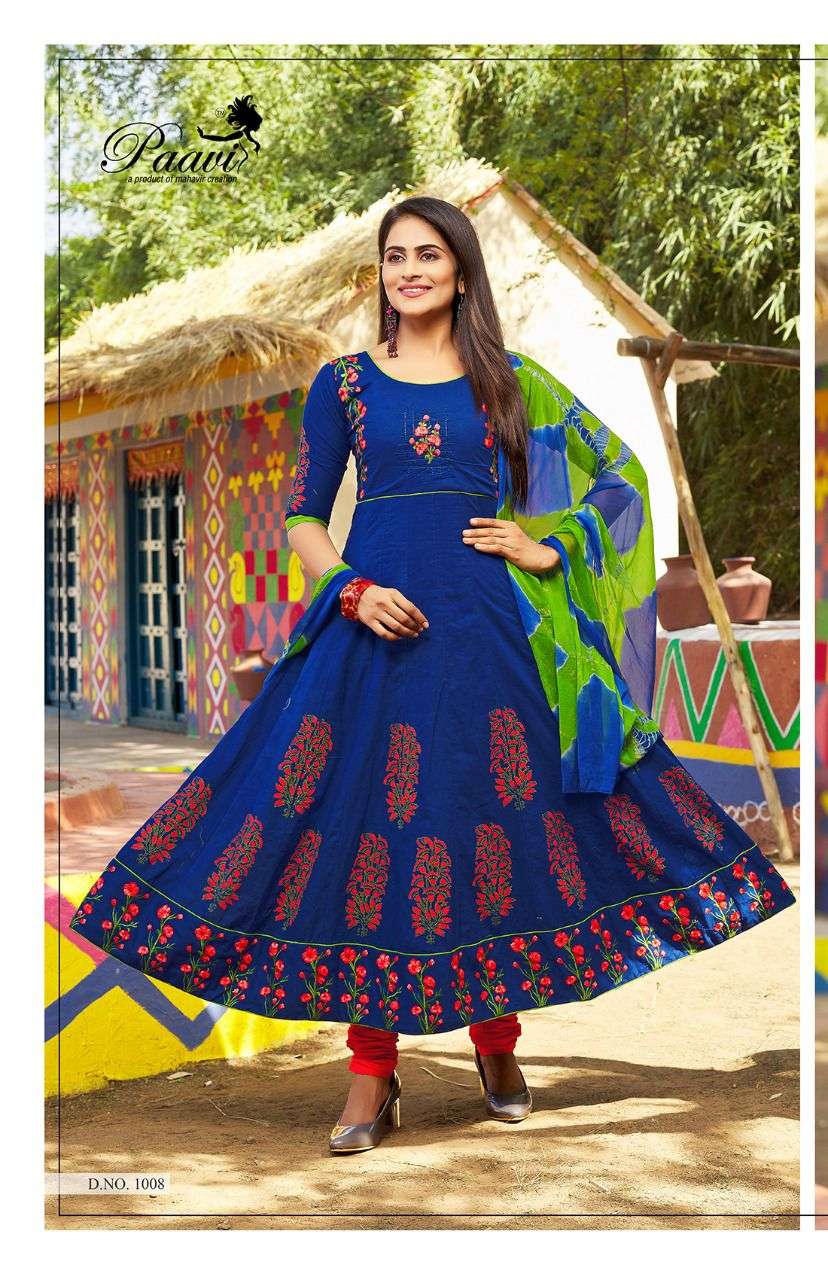 PANNA VOL-17 BY PAAVI 1001 TO 1008 SERIES BEAUTIFUL SUITS COLORFUL STYLISH FANCY CASUAL WEAR & ETHNIC WEAR CAMBRIC COTTON DRESSES AT WHOLESALE PRICE