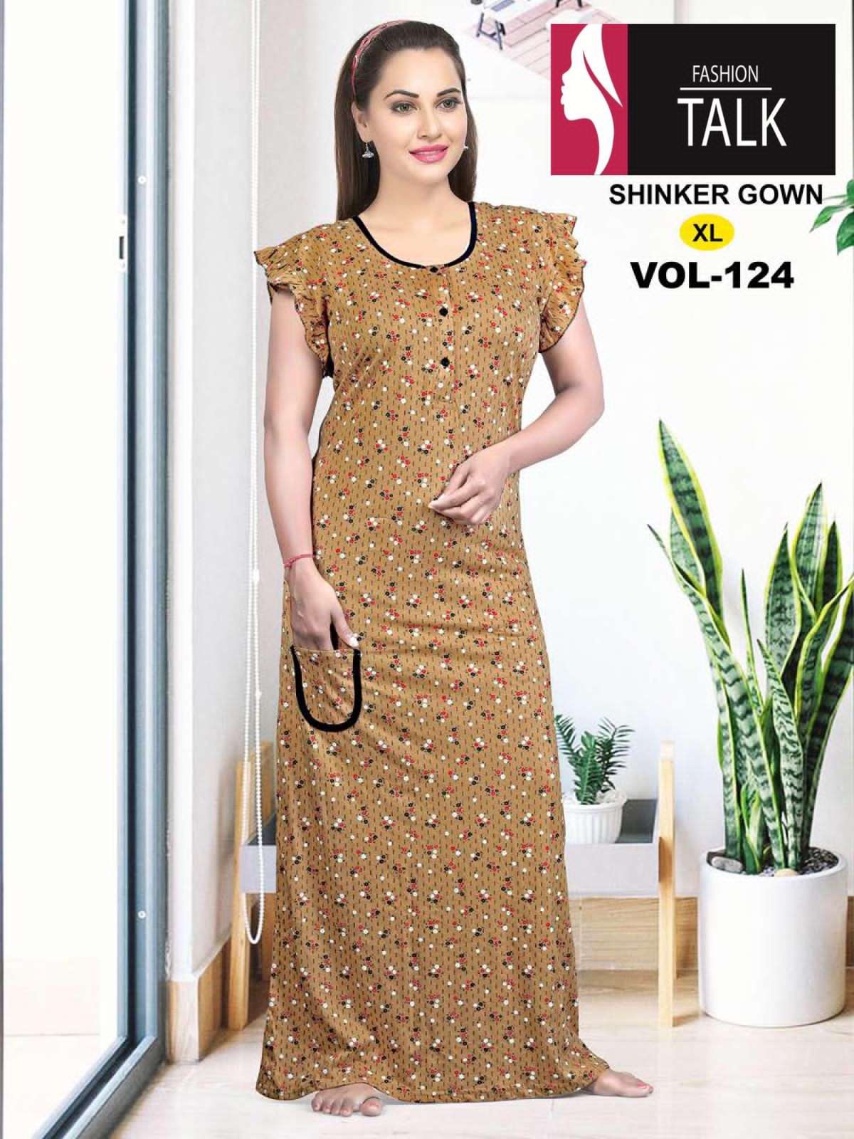 VOL-124 BY FASHION TALK 01 TO 06 SERIES BEAUTIFUL STYLISH FANCY COLORFUL CASUAL WEAR & ETHNIC WEAR HOSIERY COTTON GOWNS AT WHOLESALE PRICE
