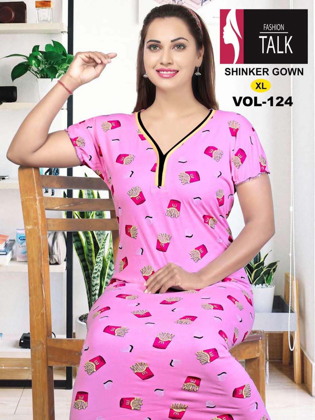 VOL-124 BY FASHION TALK 01 TO 06 SERIES BEAUTIFUL STYLISH FANCY COLORFUL CASUAL WEAR & ETHNIC WEAR HOSIERY COTTON GOWNS AT WHOLESALE PRICE