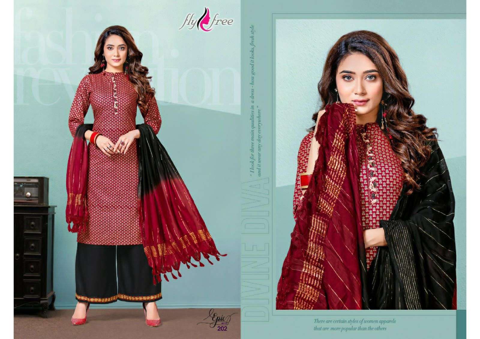 EPIC VOL-2 BY FLY FREE 201 TO 206 SERIES BEAUTIFUL SUITS COLORFUL STYLISH FANCY CASUAL WEAR & ETHNIC WEAR RAYON PRINT DRESSES AT WHOLESALE PRICE