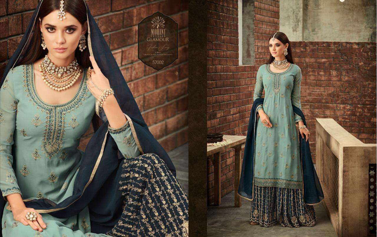 GLAMOUR VOL-57 HIT DESIGNS BY MOHINI FASHION DESIGNER FESTIVE SHARARA SUITS COLLECTION BEAUTIFUL STYLISH FANCY COLORFUL PARTY WEAR & OCCASIONAL WEAR GEORGETTE EMBROIDERED DRESSES AT WHOLESALE PRICE
